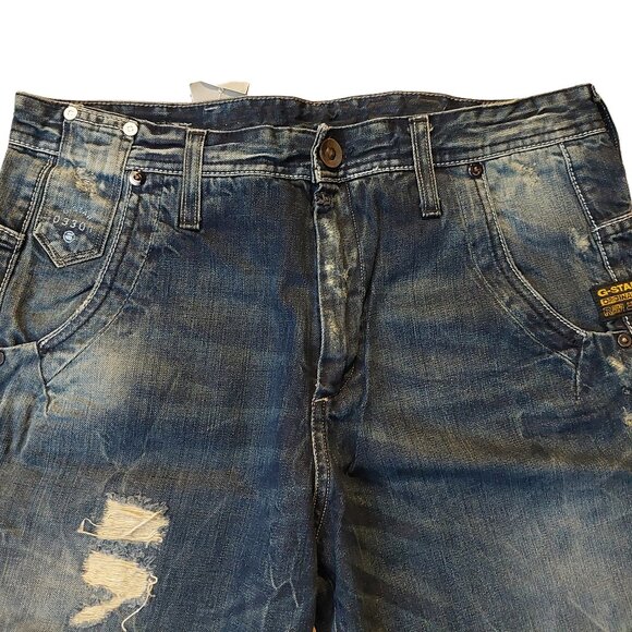Retro Vintage G-Star Raw Lynn Loose Tapered Destroyed Denim Blue Jeans Sz 26 NWT - Picture 4 of 11
